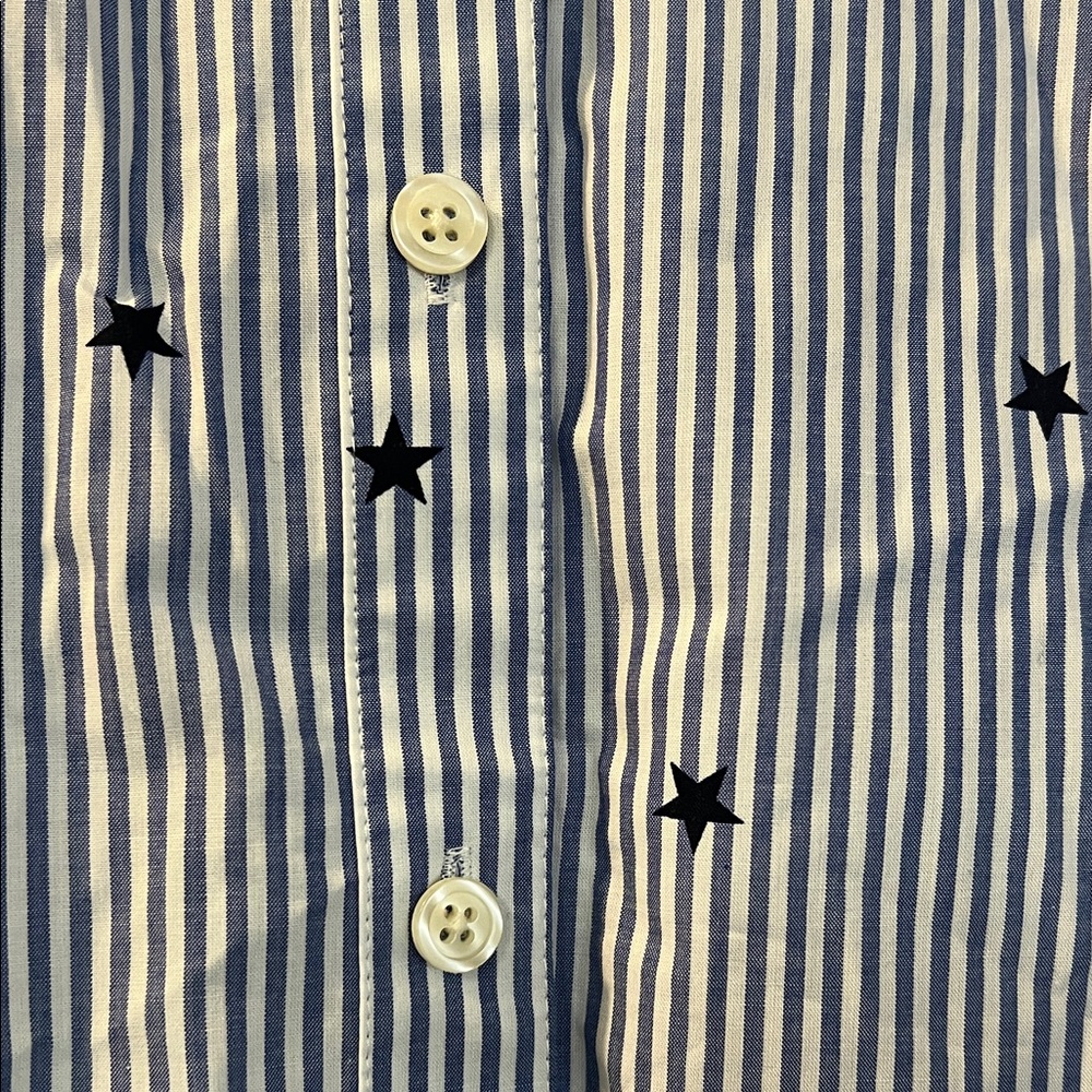 Kate Spade Stars & Stripes Poplin Shirt with Ruffle Collar & Cuffs NWOT - Picture 3 of 10